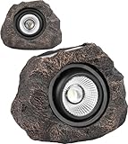 VISFLAIR Solar Rock Lights, 2 Pack Outdoor Decorative Garden Spotlights for Pathway, Walkway, Yard, Landscape, Patio (Dark Brown)
