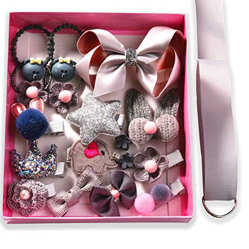 Image of Bembika Set of 18 Hairclips Hairpins Headwear Accessories for Girls Best Birthday Gift (Grey)