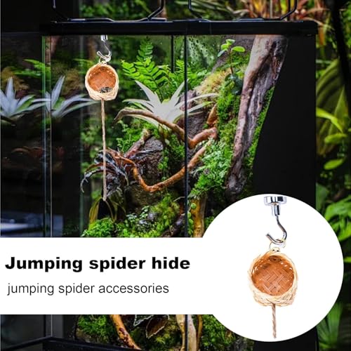 ハエトリグモの隠れ家 - 16-18cm スパイダーフェンスアクセサリー |登山ロープと磁気設計の小さな爬虫類シェルター |スパイダーの隠れ家 - ペットの囲いの装飾の生息地
