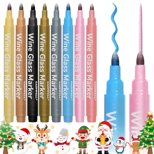 GAINWELL 8Pcs Metallic Wine Glass Markers