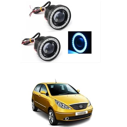 LOVMOTO Universal Led Fog Light Projector Blue Halo Angel Eye Ring 12V Super Bright High Power 10w Projector For Headlight Car COB DRL Driving Light Fog Lamp Bulbs Comfortable With Ind-ica Vista