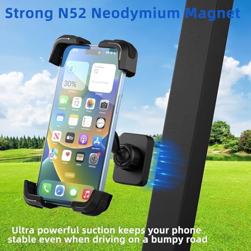 MoKo Golf Cart Magnetic Phone Holder, 360° Rotatable Cell Phone Holder Compatible with EZGO/Club Car/Yamaha, Magnet Golf Cart Phone Mount fits iPhone 16/Pro/Pro Max/Plus, Other Phones Up to 6.7" - Image 3