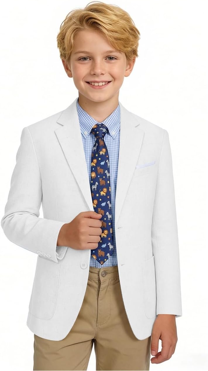 Linen Blazer for Boys Casual Suits Jackets for Kids Sports Coats Boys Linen Summer Blazers for School Beach Wedding