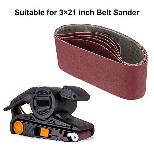 Miady 1-Inch X 30-Inch Aluminum Oxide Sanding Belts, 80/120/150/240/400 Assorted Grits, 15-Pack (3×21 Inch) #TOP5