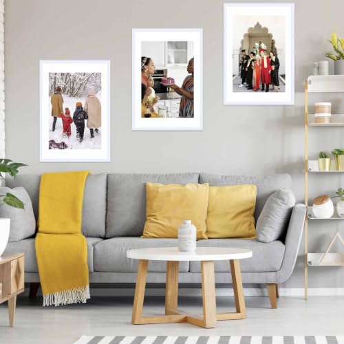 Image of JCJMY 22.375x34 Picture Frame with 20x30 Mat, Display Photo 20x30 with Mat or 22.375 x 34 Without Mat, Wall Hanging Large 22.375 by 34 Poster Frame with Plexiglass, White