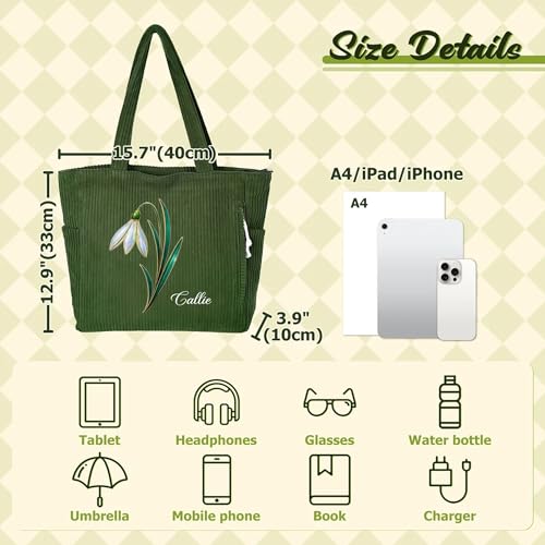 Bolso Tote de pana personalizado para mujer miniatura 6