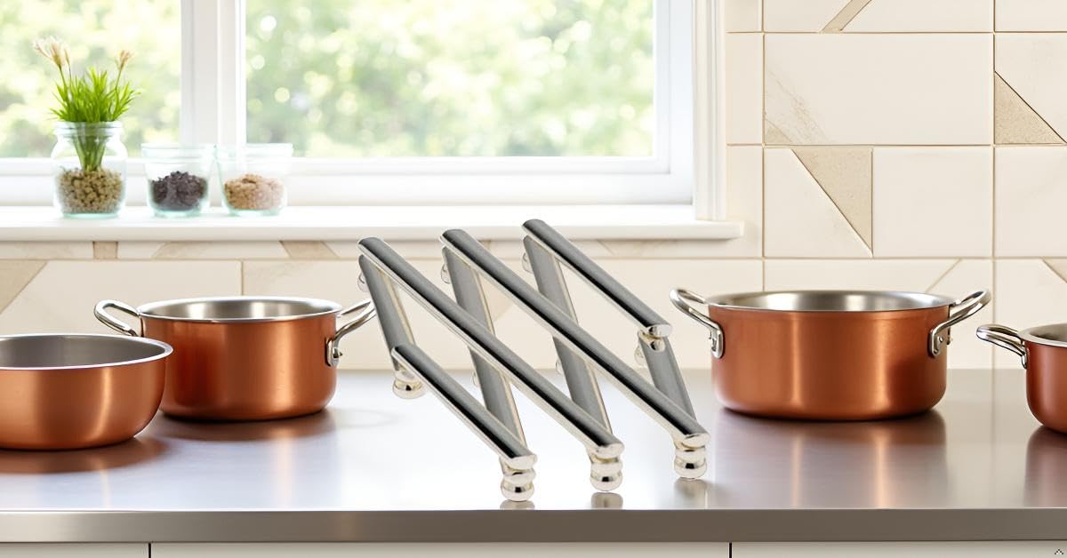 Topfuntersetzer Schere ausziehbar (bis 55 cm) | Premium Silber Plated versilbert | Top Verarbeitung