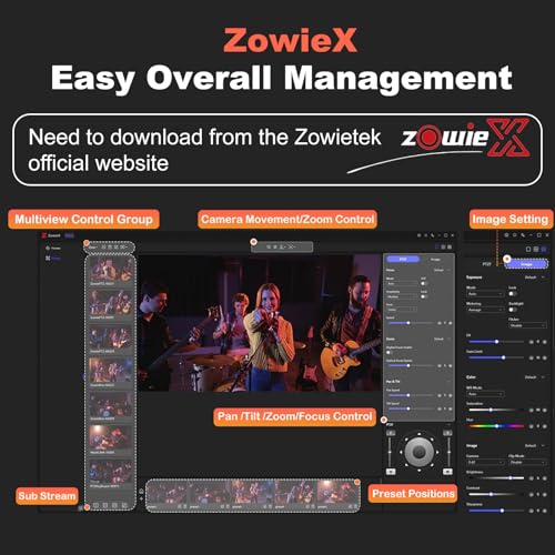 Image of zowietek 4K PTZ Camera, ZowiePTZ, Ergo-Ease Remote Control(No Battery), ZowieX APP Manager, 25X Optical+12X Digital Zoom, SDI /HDMI /USB, RTSP /RTMP(s) /SRT Stream, Meeting, Church, Event, Teaching