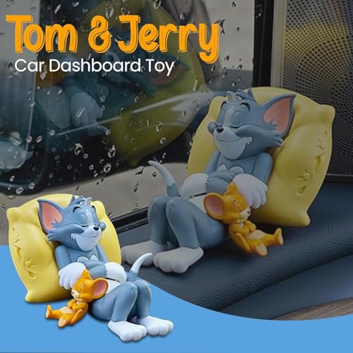Image of Blue Aura Tom & Jerry Action Figure Length-8cm for Car Interior Accessories Table Top Multicolour PVC | Tom & Jerryy Sleeping
