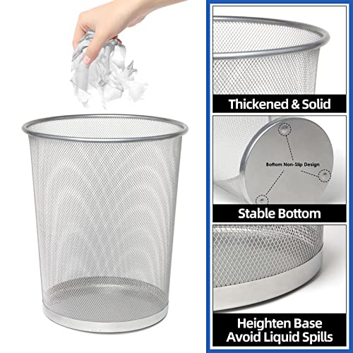 Image of Silver Mesh Trash Cans 4 Gallon, 10Pack, Metal Wire Wastebaskets, Waste Basket Trash Can, Silver Mesh Trash Can for Office, Recycling Garbage Container Bin for Office, Home, Bedroom