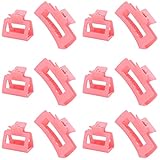 12 Pack Pink Square Claw Clips, Big and Small Neutral Rectangle Hair Claw Clips, Non-slip Matte Large Hair Clips for Women,Strong Hold jaw clip for Thick Thin Hair