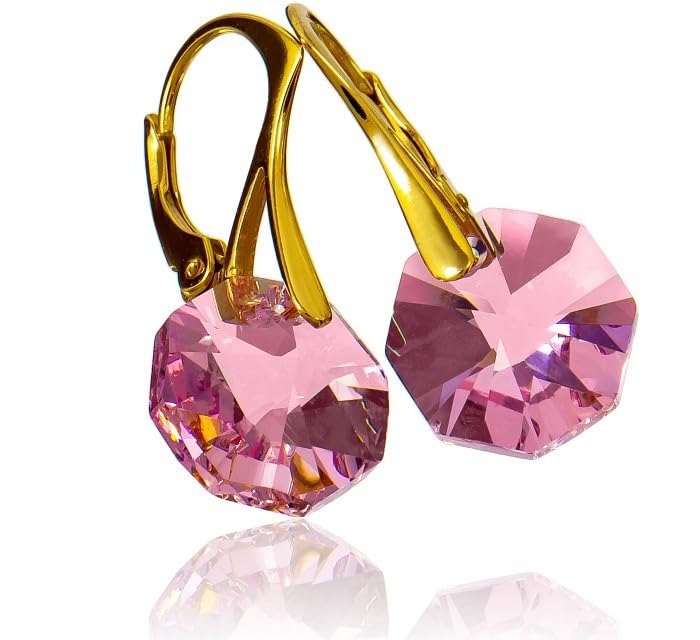 Boucles d'oreilles argent plaqué or 24K Arande et cristaux