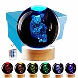 3D Koala Crystal Ball Lamp,Lifelike Bear Crystal Night Light,16 Colors Changing Light,Dimmable Remote Control,Desk Koala Lamp (M)