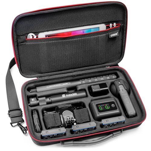 SYMIK S320-X Carrying Case for Insta360 X5 X4 Air Anti-water Splash Anti-shock Compact Travel Bag with Shoulder Strap Handy Handle Protective Storage Nylon Case for Insta 360 X5 X4 Air Accessories