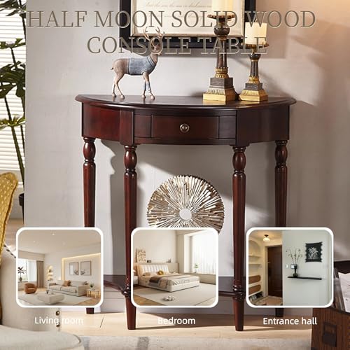Mesa consola para entrada recibidor pasillo de madera maciza con cajón 8