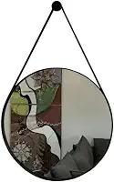 Espelho Adnet 53cm Redondo Decorativo Com Alça Completo Preto Qualidade Premium.