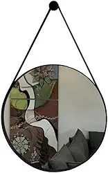 Espelho Adnet 53cm Redondo Decorativo Com Alça Completo Preto Qualidade Premium.