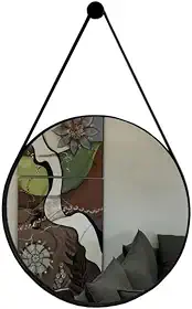 Espelho Adnet 53cm Redondo Decorativo Com Alça Completo Preto Qualidade Premium.
