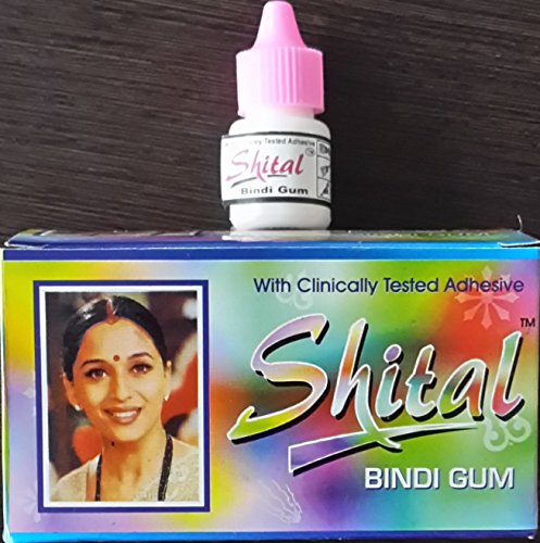 Indian Fancy Set of 24 Bindi Tattoo Tikka Glue Gum New Bottle - Can Stick Used Bindi - India