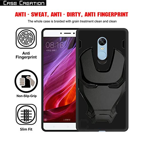 Image of COVERLY Official 3D Touch Feel Trending Avengers Logo Mask Soft Rugged Grip Iron Man Super Power Cartoon Movie Engraved Silicone Matte Back Cover for Xiaomi Redmi Note 4 - Black