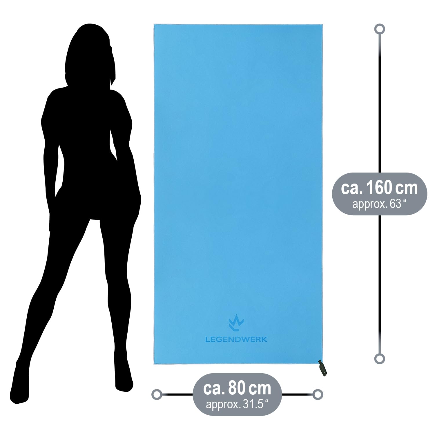 Serviette Microfibre 160x80 Cm - Séchage Rapide Sport, Plage, Voyage Avec Boucle Et Sac