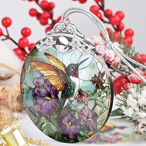 Hummingbird christmas ornament stained glass hanging ornament christmas tree ornaments christmas decoration holiday ornament hummingbird home decor gift exchange gift idea  urban country home decor