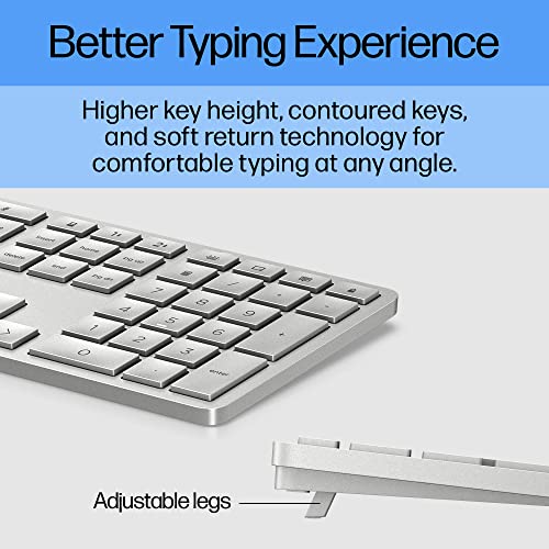 Hp 970 Programmable Wireless Keyboard (Silver) - Bluetooth & 2.4 Ghz Wireless Multi-Device Connectivity - Usb-C Rechargeable Battery - 24 Programmable Keys - Works With Windows & Macos (3Z729Aa#Aba) #TOP2