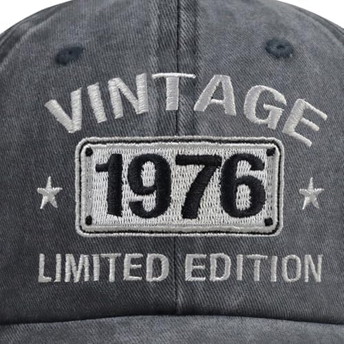 Vintage 1976 Hats for Men Women, 50th Birthday Decorations Gifts, Adjustable Embroidered Cotton 50 Year Old Baseball Cap