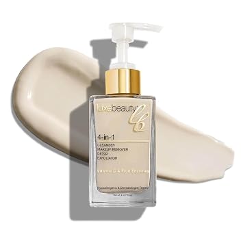 Luxe Cleanser All-in-One Hypoallergenic Face Cleanser + Natural Makeup Remover Face Wash + Exfoliator for All Skin Types No Parabens, No Silicones. Made with Organic Botanicals & Vitamin C.