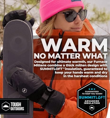 image for Tough Outdoors Waterproof Ski Mittens Men Women - Insulated Snowboardi