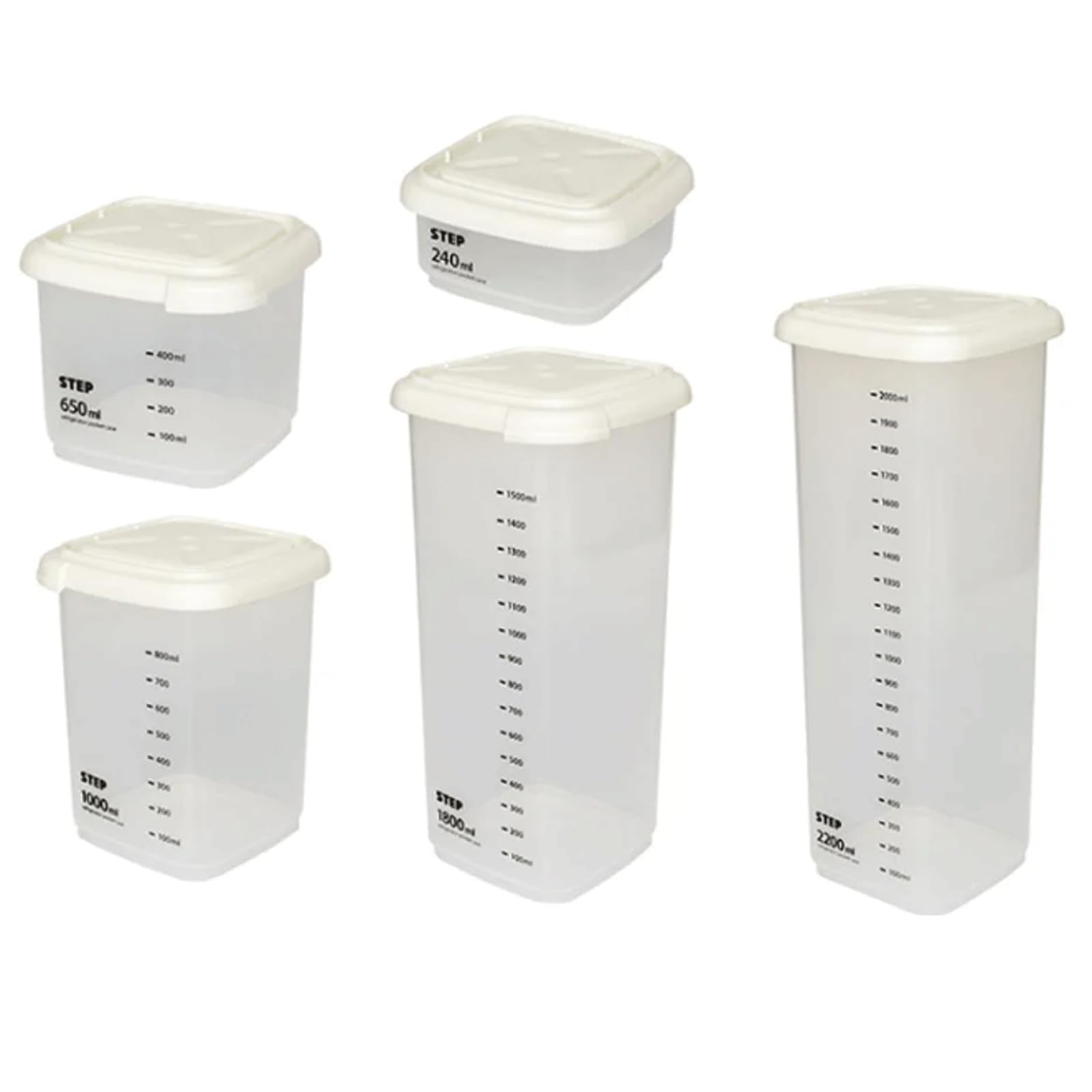 Barattoli di stoccaggio Barattoli per alimenti trasparenti da 5 barattoli sigillati in plastica con contenitori per alimenti secchi in plastica chiaramente graduati Cibo da cucina