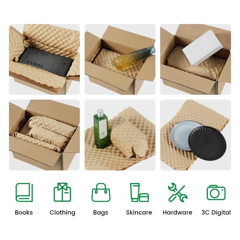 Image of Paper Bubble Machine | Kraft Paper Packaging System | Eco-Friendly Alternative to Plastic Wrap | Cushioning on Demad | Aesthetic Premium Packaging | 1 Machine with 2 Paper Packs