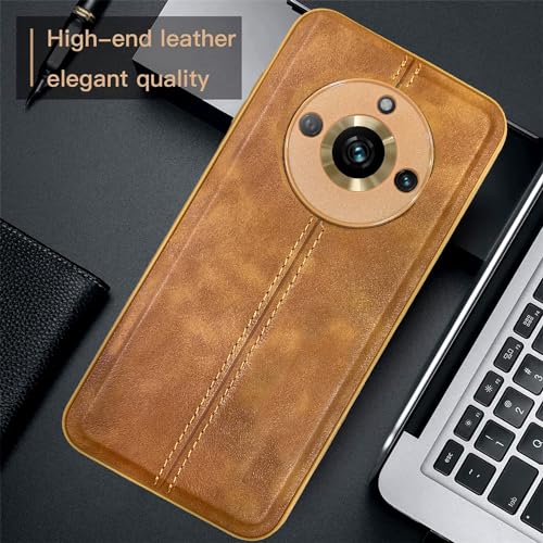 Image of A rtistque Premium Thread Leather Back Cover Case for Realme 11 Pro /Pro Plus /Narzo 60 Pro 5G | Drop Protection | Smooth Grip | Raised Camera Edges - Brown