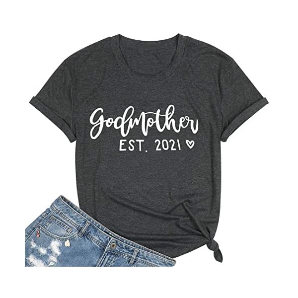 Womens-Godmother-T-Shirt-Summer-Letter-Print-Faith-Tshirt-EST2021-Heart-Graphic-Casual-Tee-Shirt ASTANFY Autism Awareness Shirt Women Autism Seeing The World Differently T-Shirt Casual Bleached Inspirational Tee Tops