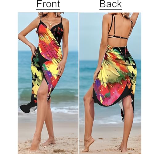 Image of PALAY Beach Wear Dress for Women Stylish Butterfly Print Beach Dress Fashion Cute Waterproof Swimming Suit Lightweight Swimsuit Cover Up Goa Vacation Outfits for Women