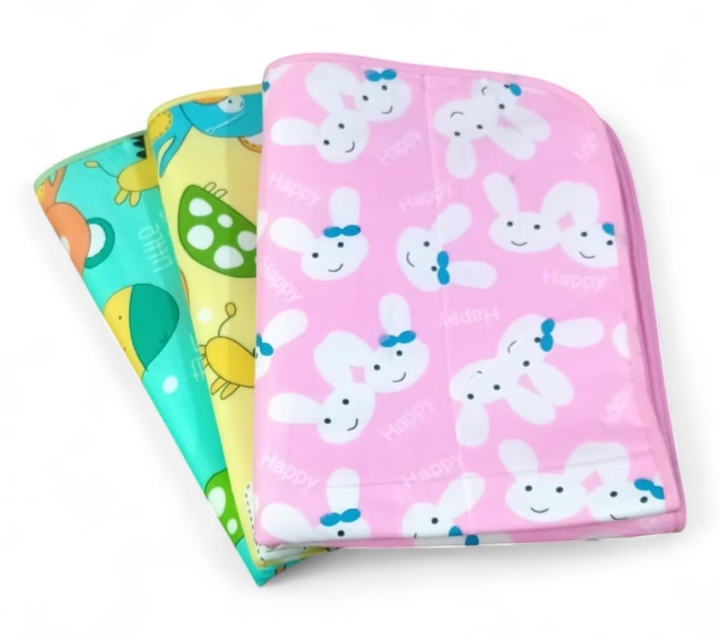 New Born Baby Cotton Plastic Sheet,Sleeping Mat,Waterproof Foam Cushioned,Changing Sheet-Set of 3 Medium (0 to 6 Months)-image-27