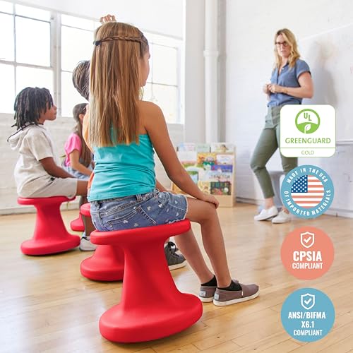 Image of ECR4Kids Twist Active Wobble Stool, 14in Seat Height, Classroom Furniture, Red