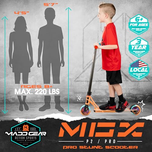 Madd Gear MGX P2 Pro Scooter Complete - Stunt Scooter for Kids 6 Years and Up - Aircraft Grade Aluminum BMX Freestyle Trick Model - Thumbnail 2