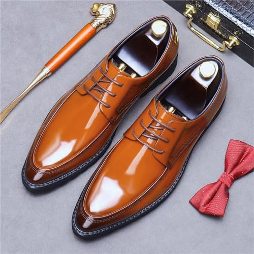 YZABEL Leather Fashion Wedding Party Men Dress Shoes Male Drivng Formal Shoes Lace Up Men Oxfords Fashion Breathable Prom Business Wedding Dress Shoes3