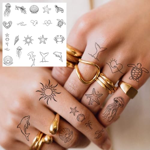 Image of 180+ PCS Bilizar 12 Sheets Small Infinity Smile Temporary Tattoos For Men Women Adults Hand Finger Tattoo Sticker, Realistic Arrow Crescent Moon Fish Fake Tattoos Ear Neck Tatoos Long Lasting Decals