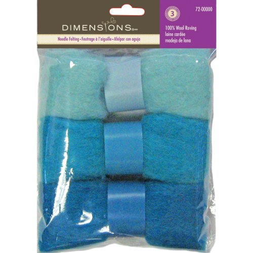 Dimensions Needlecraft 3-Pack Wool Roving, Blue