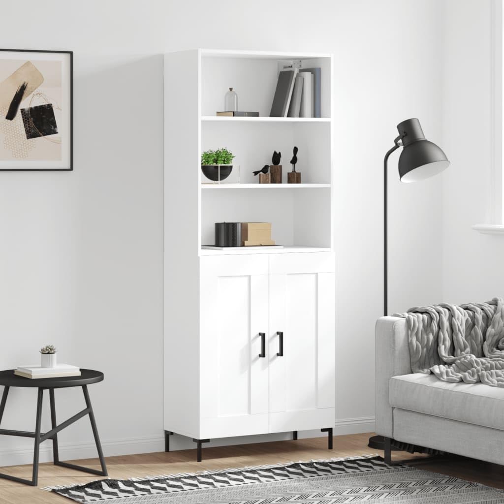 Highboard - Armario de madera (69,5 x 34 x 180 cm), color blanco