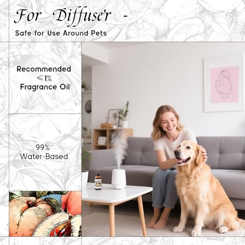Image of HIQILI Peach Fragrance Oil for Home Diffuser, Body Spray - 5.07 Fl Oz | DIY Candle, Linen & Room Freshener Spray Making, Long-Lasting Scent Juicy Fruit Scent, Pet Safe, Graduated Dropper Included