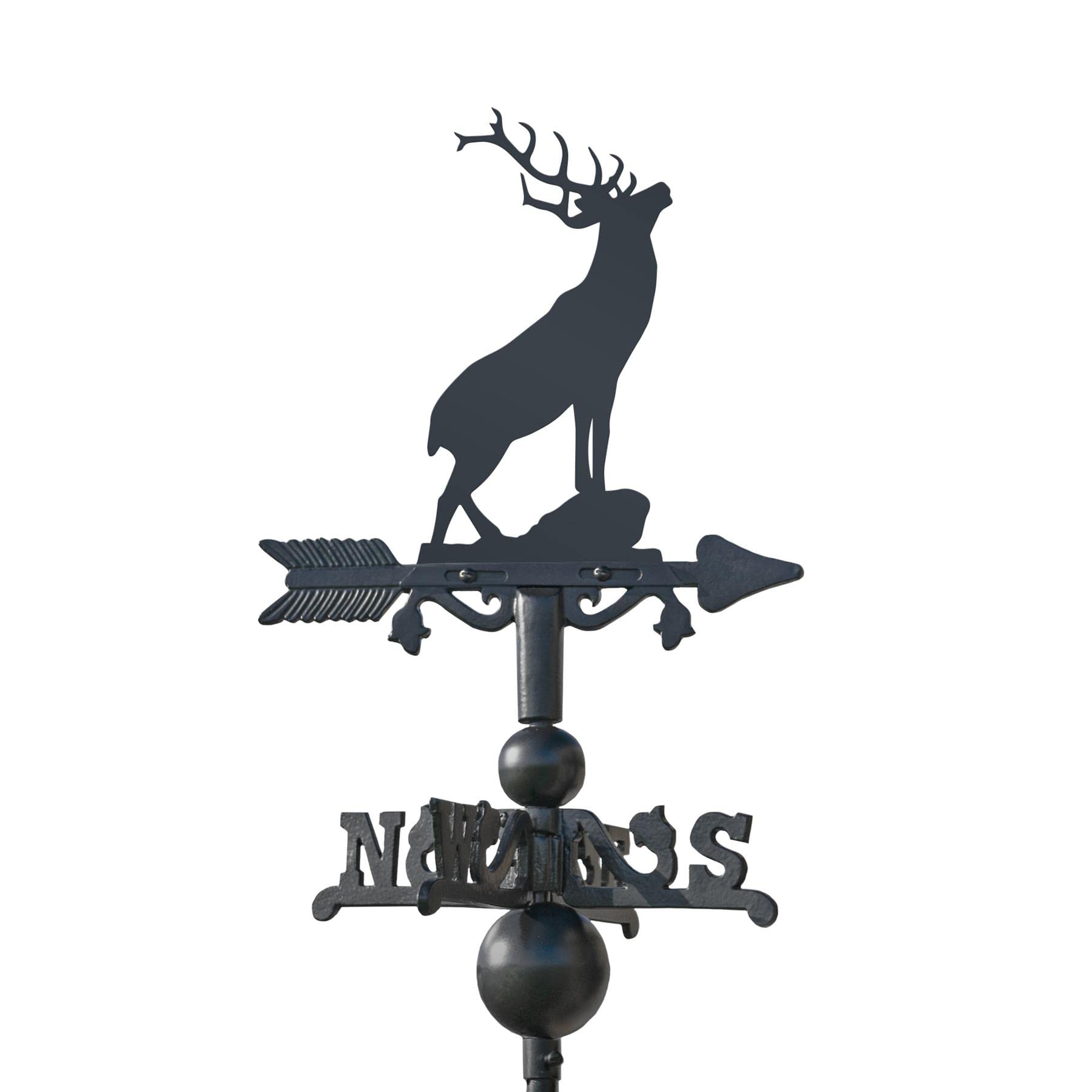 Black Country Metal Works Black Cast Iron Miniature Stag Weathervane - Outdoor Garden Roof Weathervane Ornament
