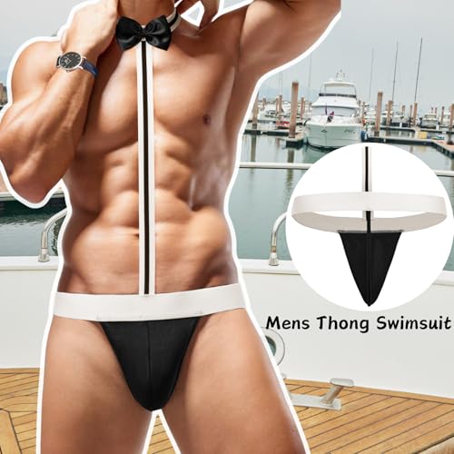 Avidlove Men's Sexy Mankini Thong Swimsuit Suspender Swimwear Mens Low Rise Lingerie with Bow Tie(Refer to the updated sizes)2