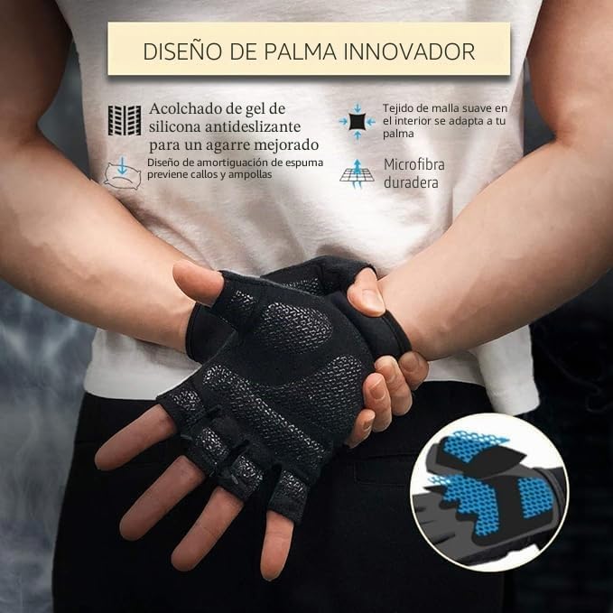 ATERCEL Guantes Gimnasio, para Hombre y Mujer, los Mejores Guantes Gym para Levantamiento de Pesas, Ciclismo, Gimnasio, Entrenamiento, Transpirable y Ajustado - Imagen 4