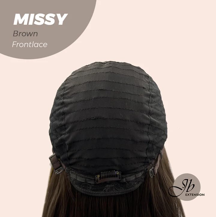 Miniatura 7 de Peluca de encaje frontal precortada con flequillo, pelucas rizadas de color marrón MISSY para mujer, pelucas sintéticas naturales para uso diario