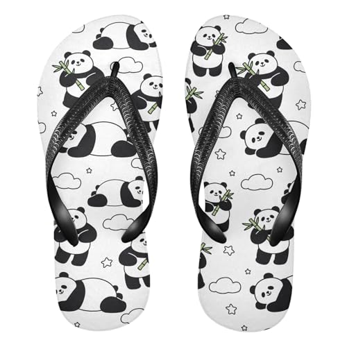 Cute Panda Bamboo Flip Flop Beach Summer Casual Sandal for Women & Men Shower Shoes 2301757