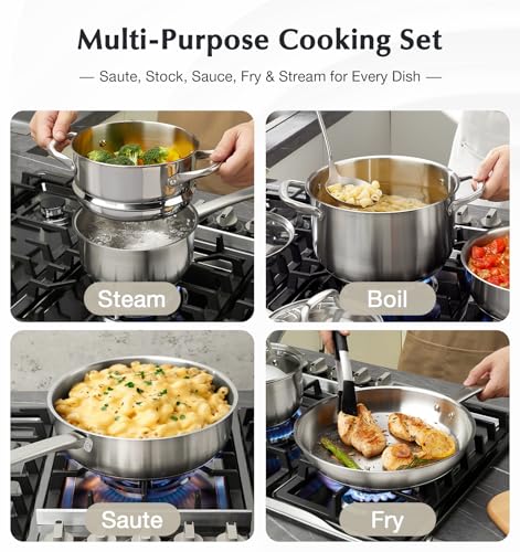 Image of KOCH SYSTEME CS Stainless Steel Cookware Set 10 Piece, 18 /10 Stainless Steel Pots and Pans Set for Professional Cooking, Kitchen Cookware Sets, Induction Compatible, Pots and Pans Set, Cooking Set