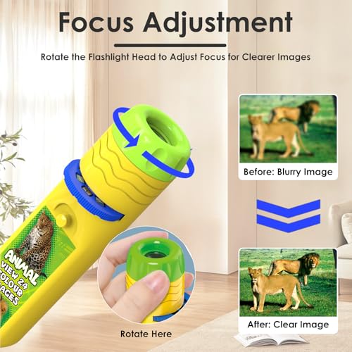 Image of Pup Go Animal Projector Flashlight for Kids Ages 3+, 3 Discs 24 Images, Safari Animal Toys for Boys & Girls, Kid Wildlife Animals Night Light Projectort, Learning Animals Gifts for Toddler Children